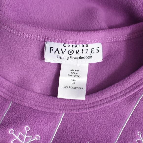 Purple Fleece Shirt with Embroidered Christmas Nutcrackers Women's Plus Size 2X - Picture 9 of 9